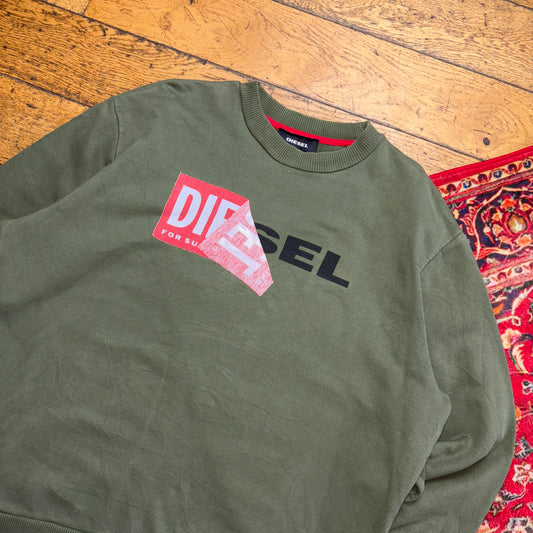 Vintage Diesel Y2K Green Peel Sweatshirt - XL