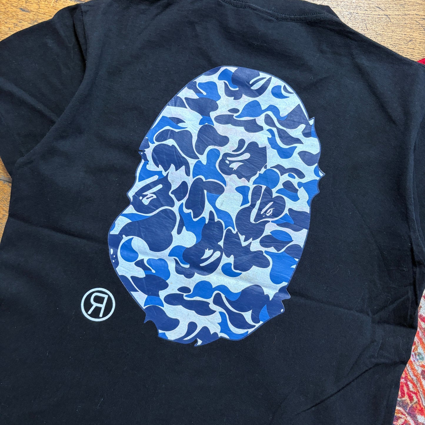 Vintage Bape Black Blue Camo Graphic T-Shirt - S
