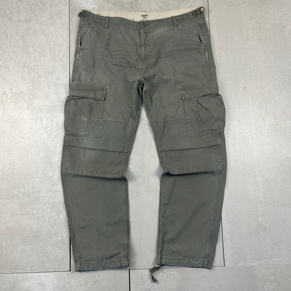 Vintage Carhartt Green Khaki Workwear Carpenter Baggy Cargo Trousers - 38