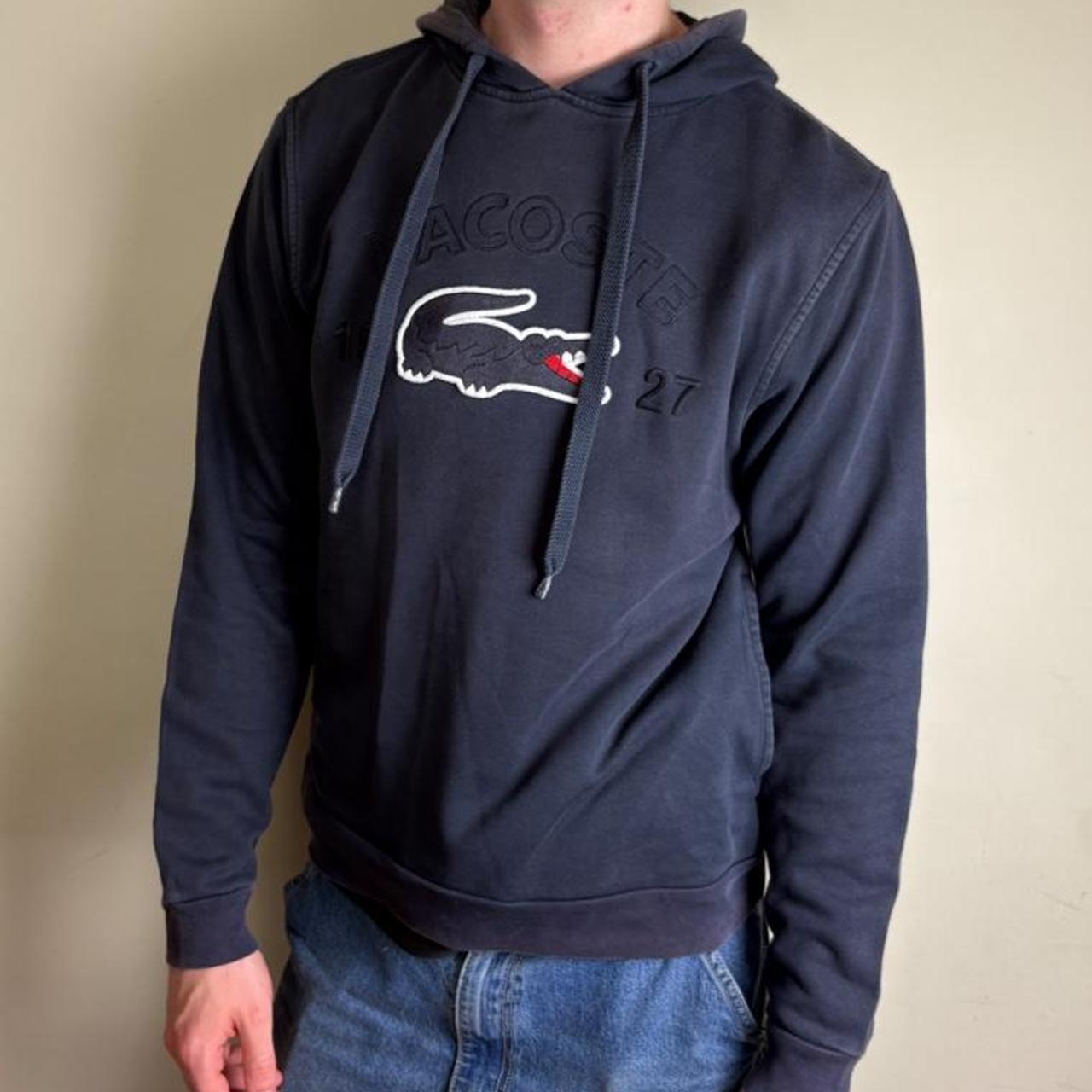 Vintage Lacoste Embroidered Navy Hoodie Sweatshirt - S