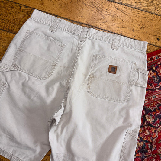 Vintage Carhartt Cream Workwear Baggy Carpenter Shorts - 38
