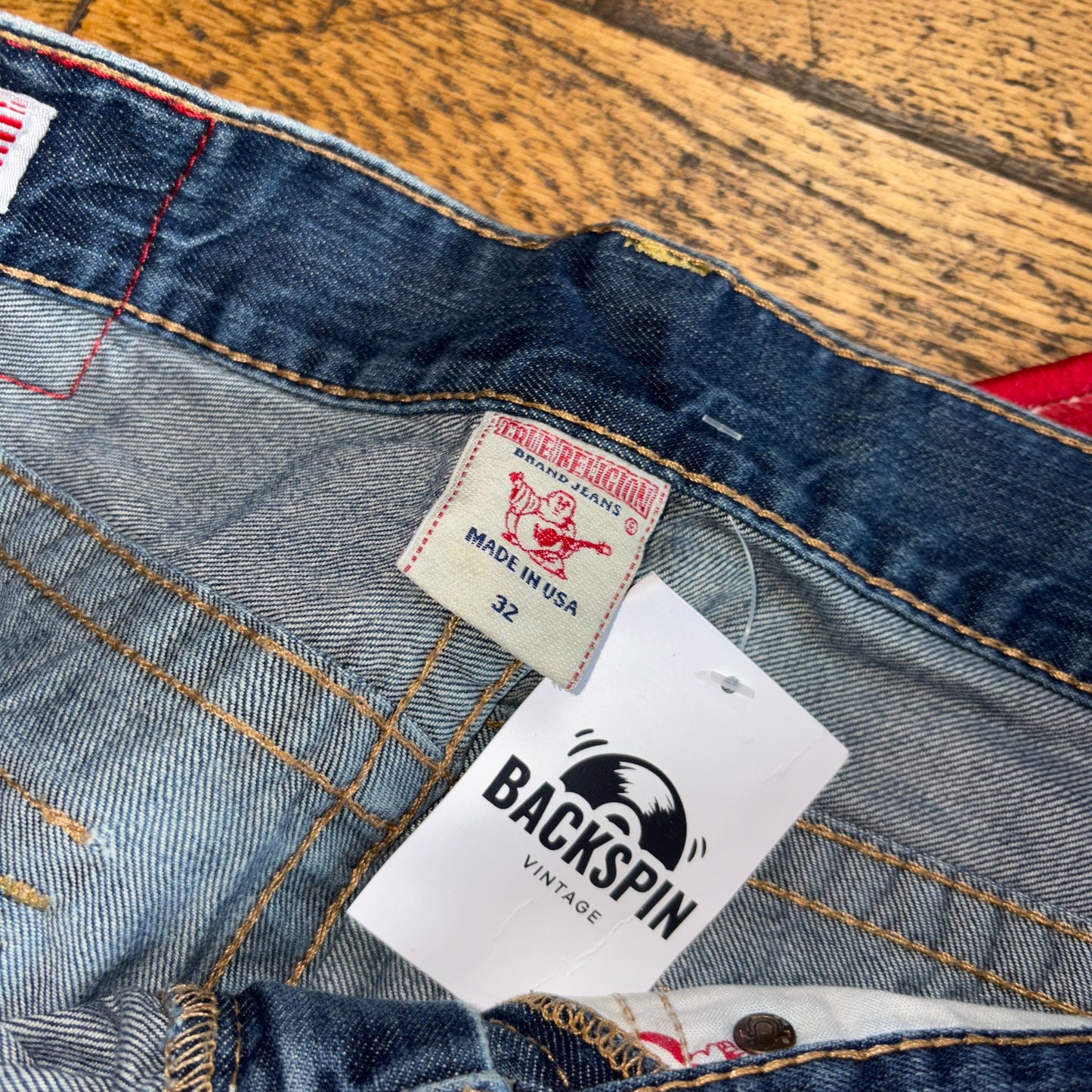 Vintage True Religion Blue Embroidered Y2K Shorts Jorts - 34