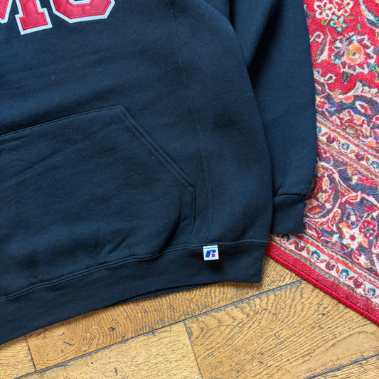Vintage Russell Athletic Black Boxy Embroidered Sweatshirt - M