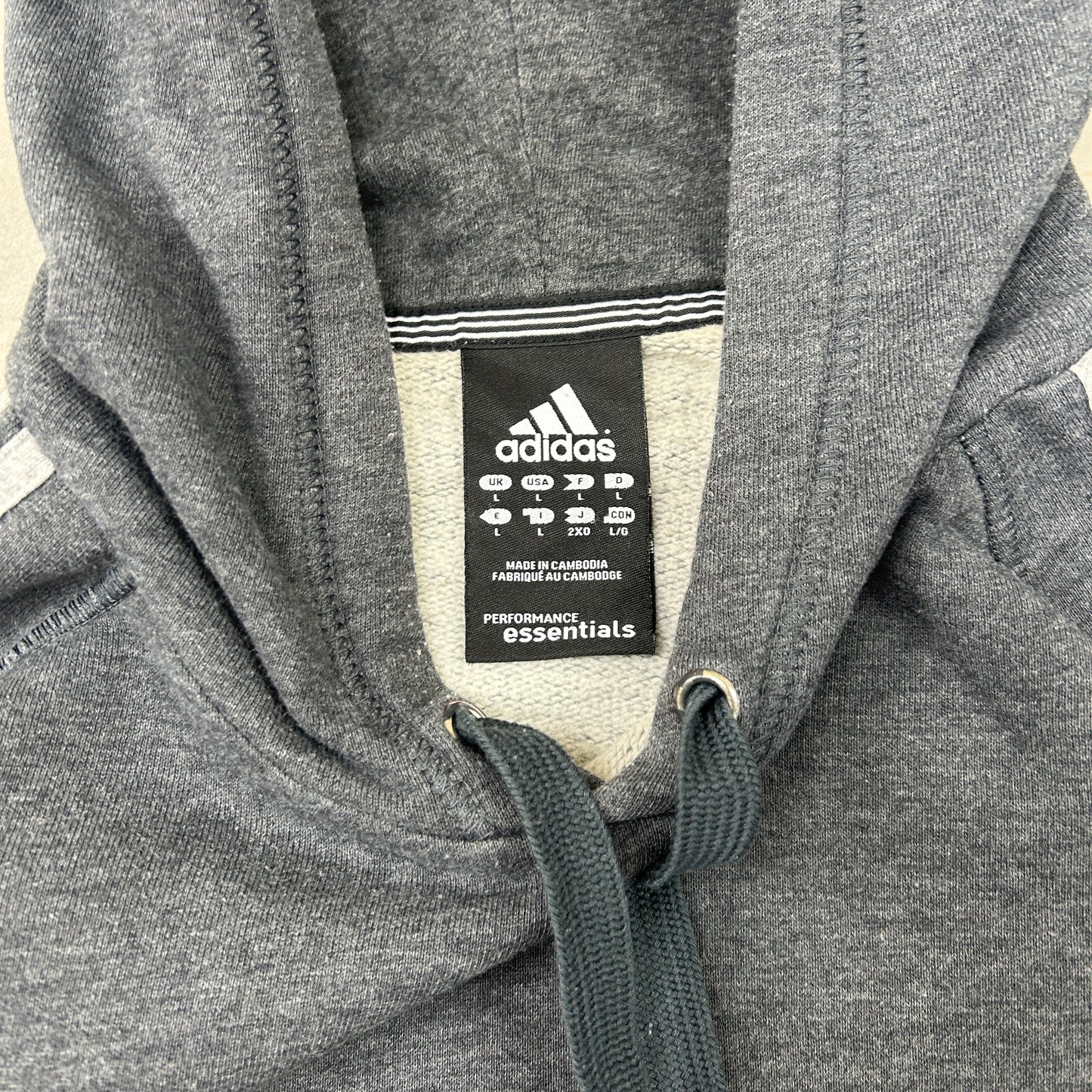Vintage 00s Adidas Embroidered Grey Hoodie Sweatshirt - L