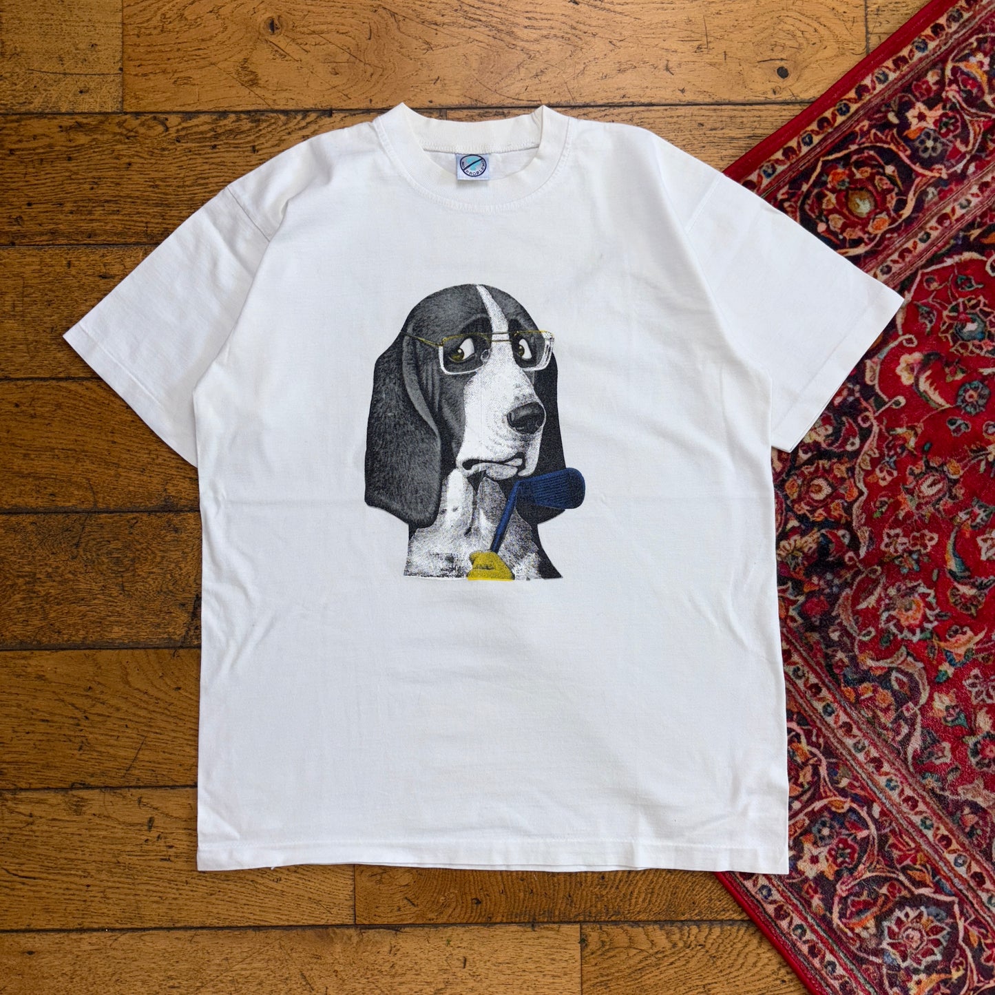 Vintage 90s Dog Golf Funny White Single Stitch Graphic T-Shirt - S