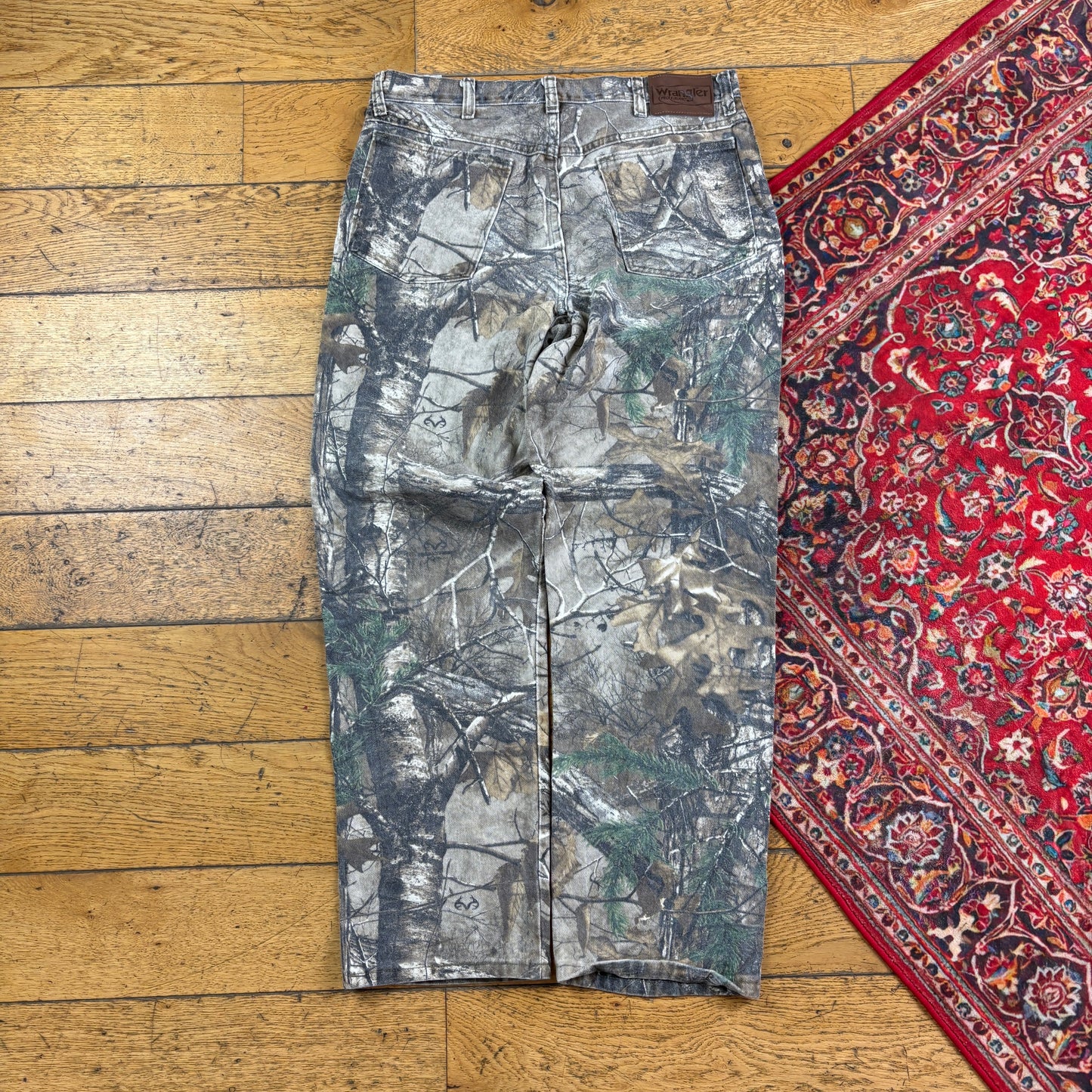 Vintage Wrangler Real Tree Camo Green Hunting Workwear Trousers - 34
