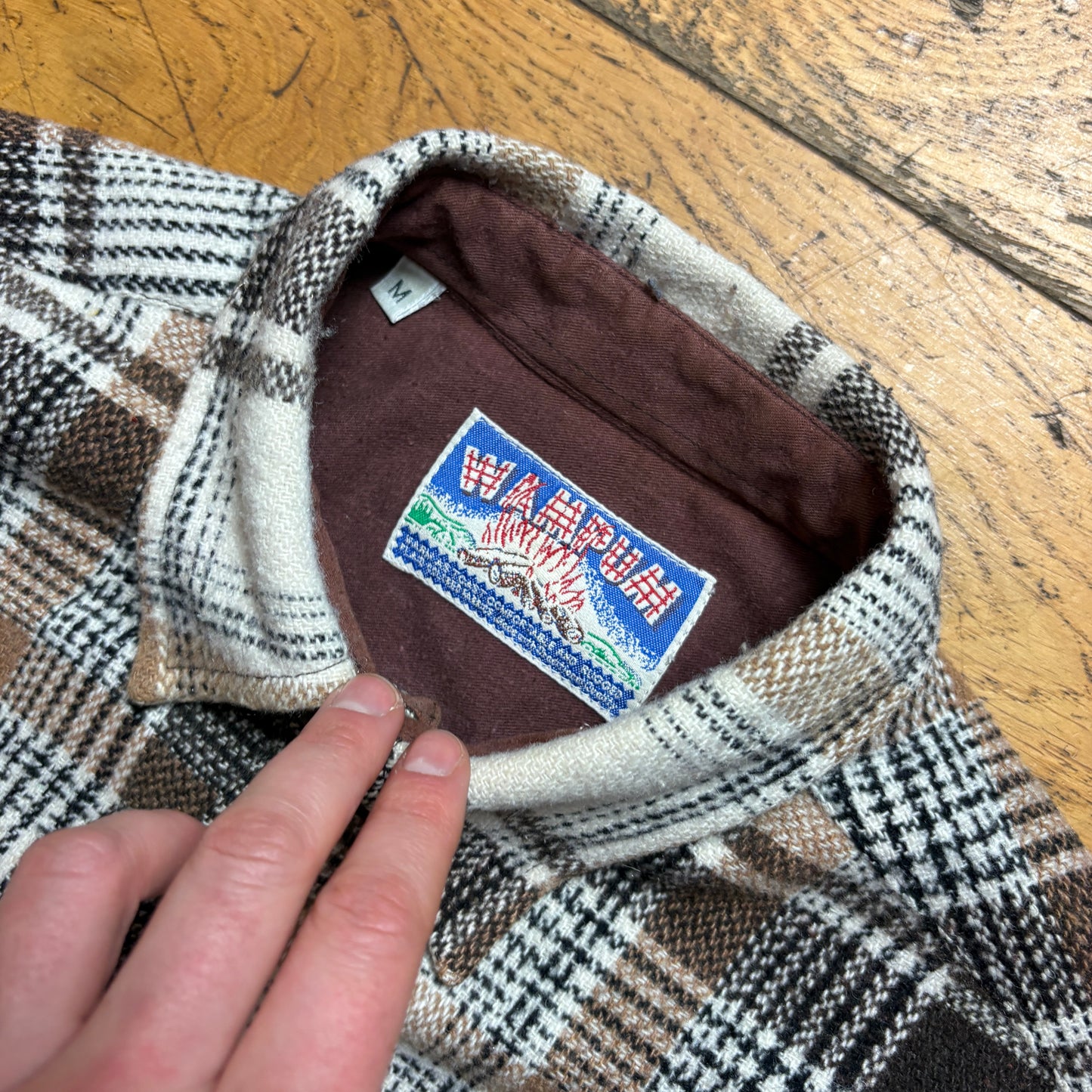 Vintage Wampum Cream Brown Flannel Shirt - L