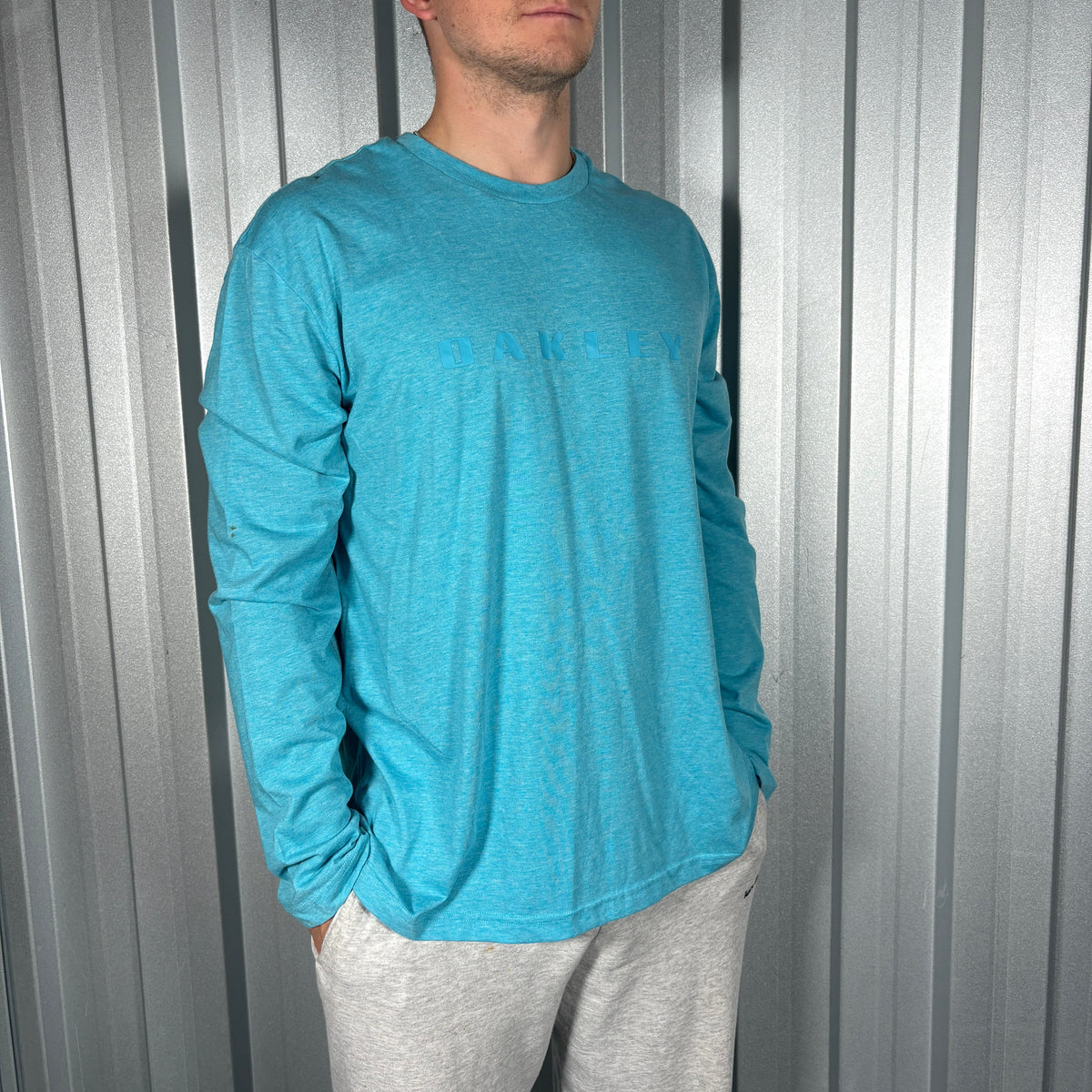 Oakley Blue Long Sleeve Sports T Shirt - 2XL