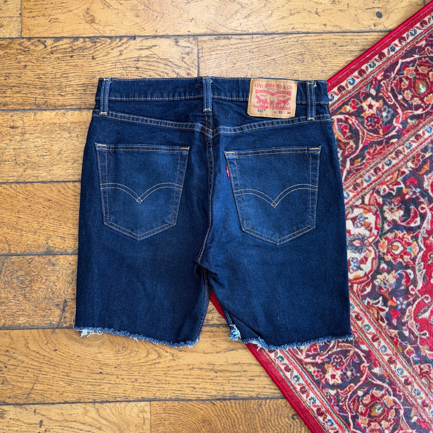 Vintage Levis 511 Slim Dark Blue Denim Shorts - 31