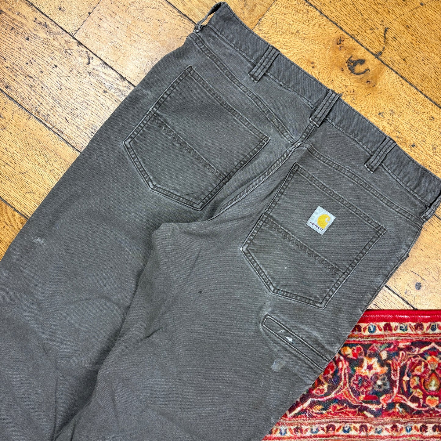 Vintage Carhartt Grey Workwear Carpenter Baggy Trousers - 34