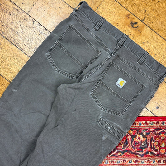 Vintage Carhartt Grey Workwear Carpenter Baggy Trousers - 34