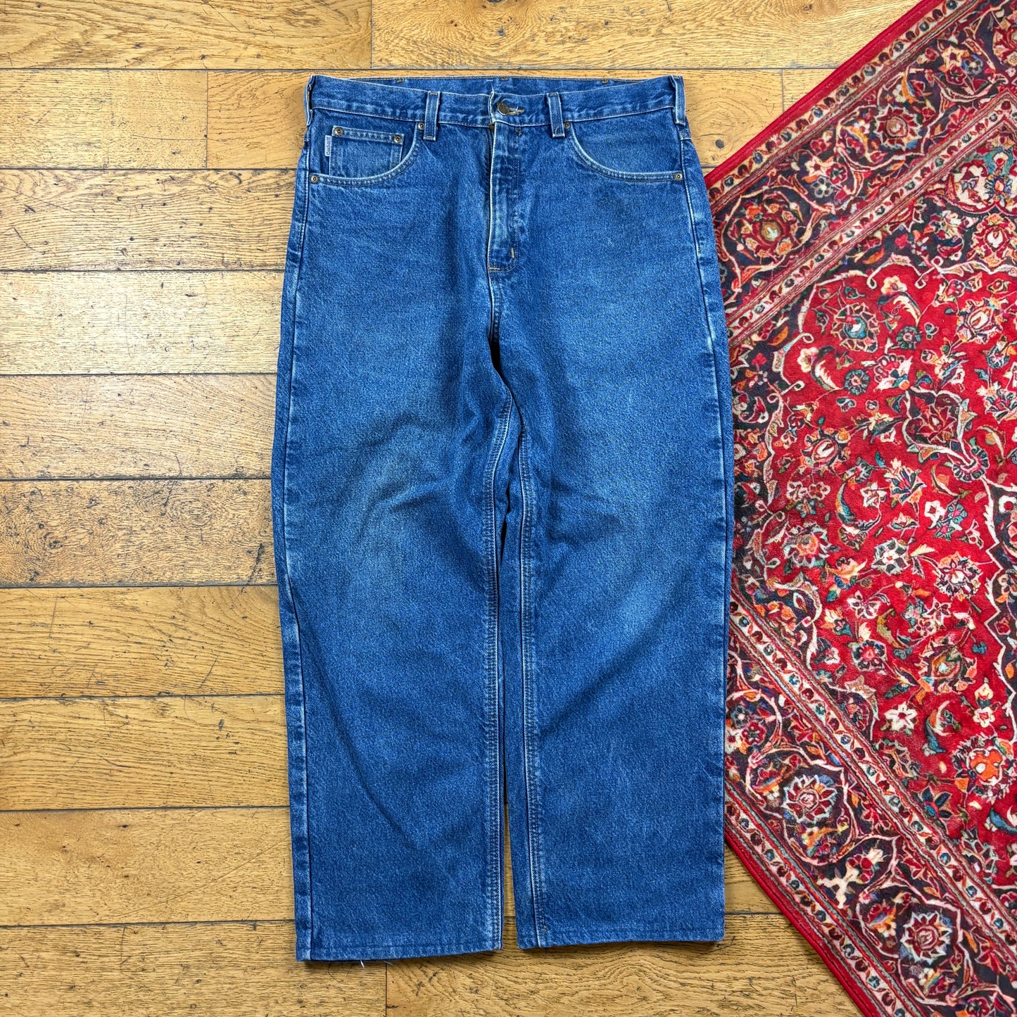 Vintage Carhartt Workwear Carpenter Blue Baggy Jeans - 36