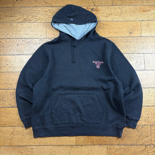 Vintage Nautica Black Embroidered Hoodie Sweatshirt - XXL