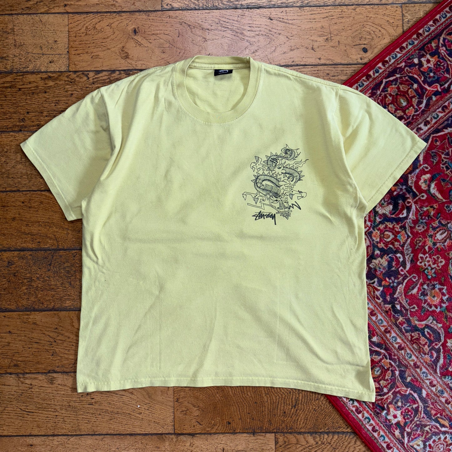 Vintage Stussy Yellow Surfwear Graphic T-Shirt - L