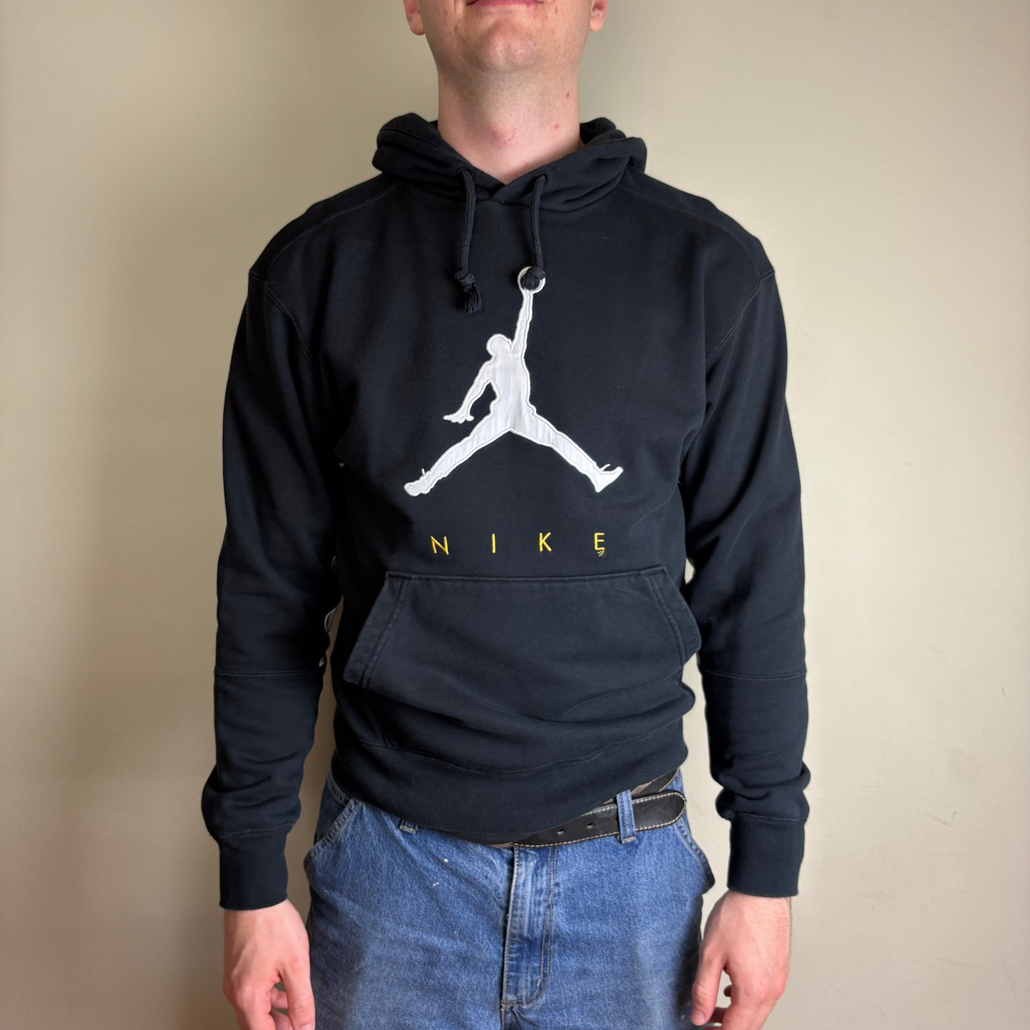 Vintage Nike Jordan Black Embroidered Sweatshirt Hoodie - Small