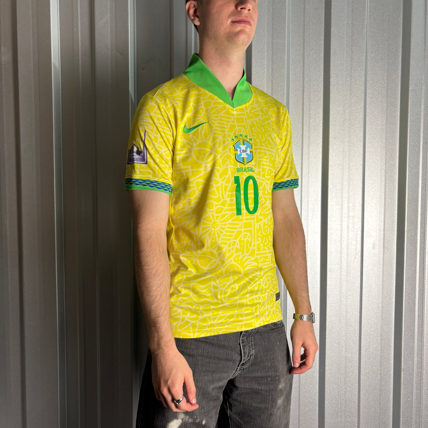 Vintage Nike 2022 Brazil Neymar Yellow Football Shirt - S