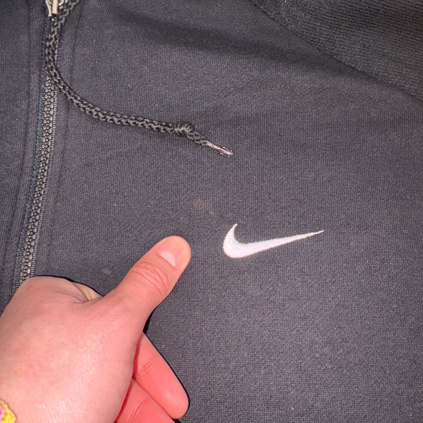 Vintage 90s Nike Black Hoodie Embroidered Zip Sweatshirt - 3XL