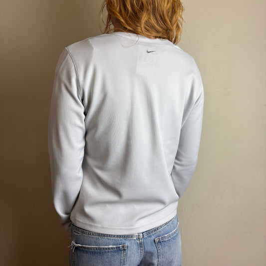 Vintage 90s Nike Swoosh Womens Long Sleeve Waffle Blue T-Shirt - L