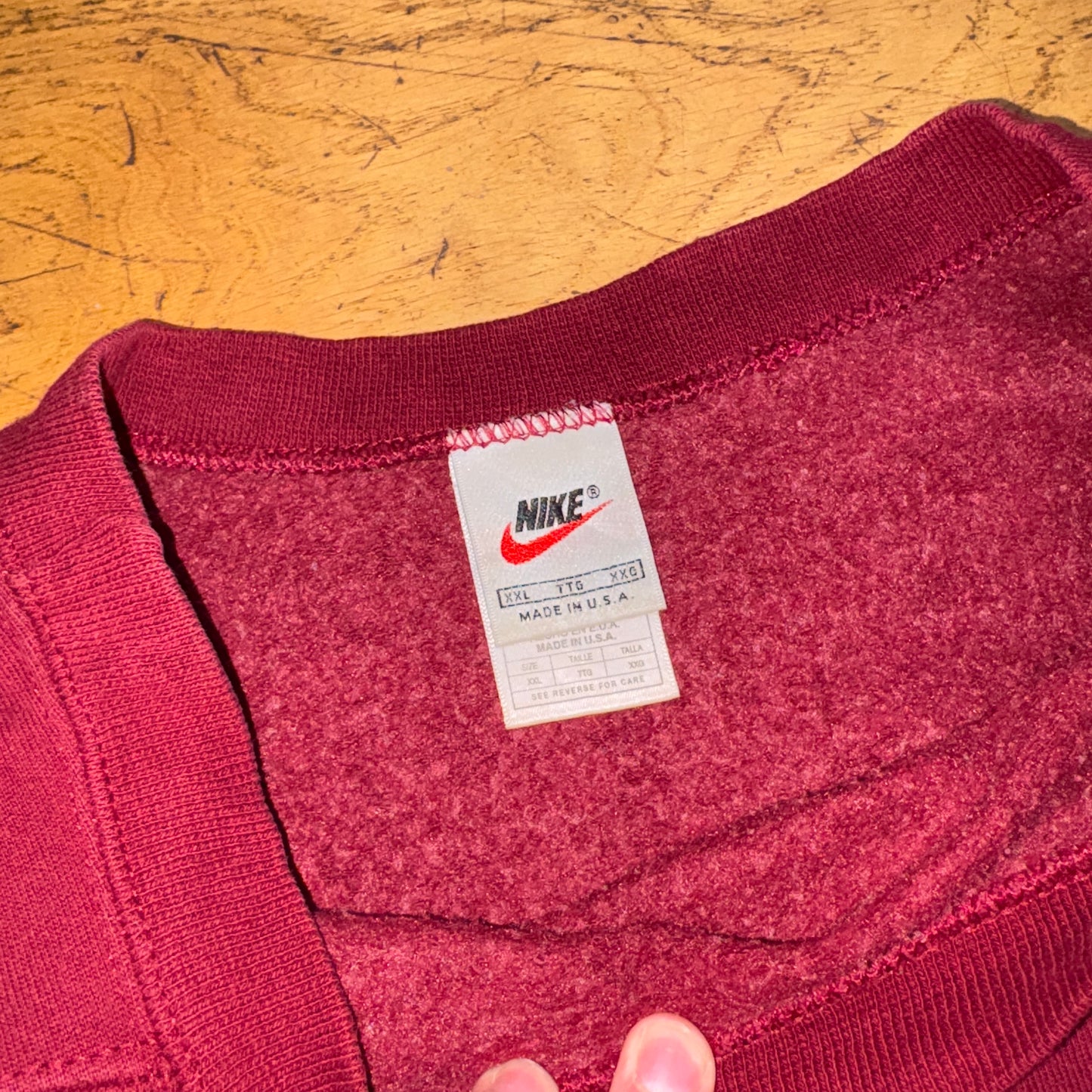 Vintage 90s NIke Burgundy Swoosh Embroidered Sweatshirt - 2XL