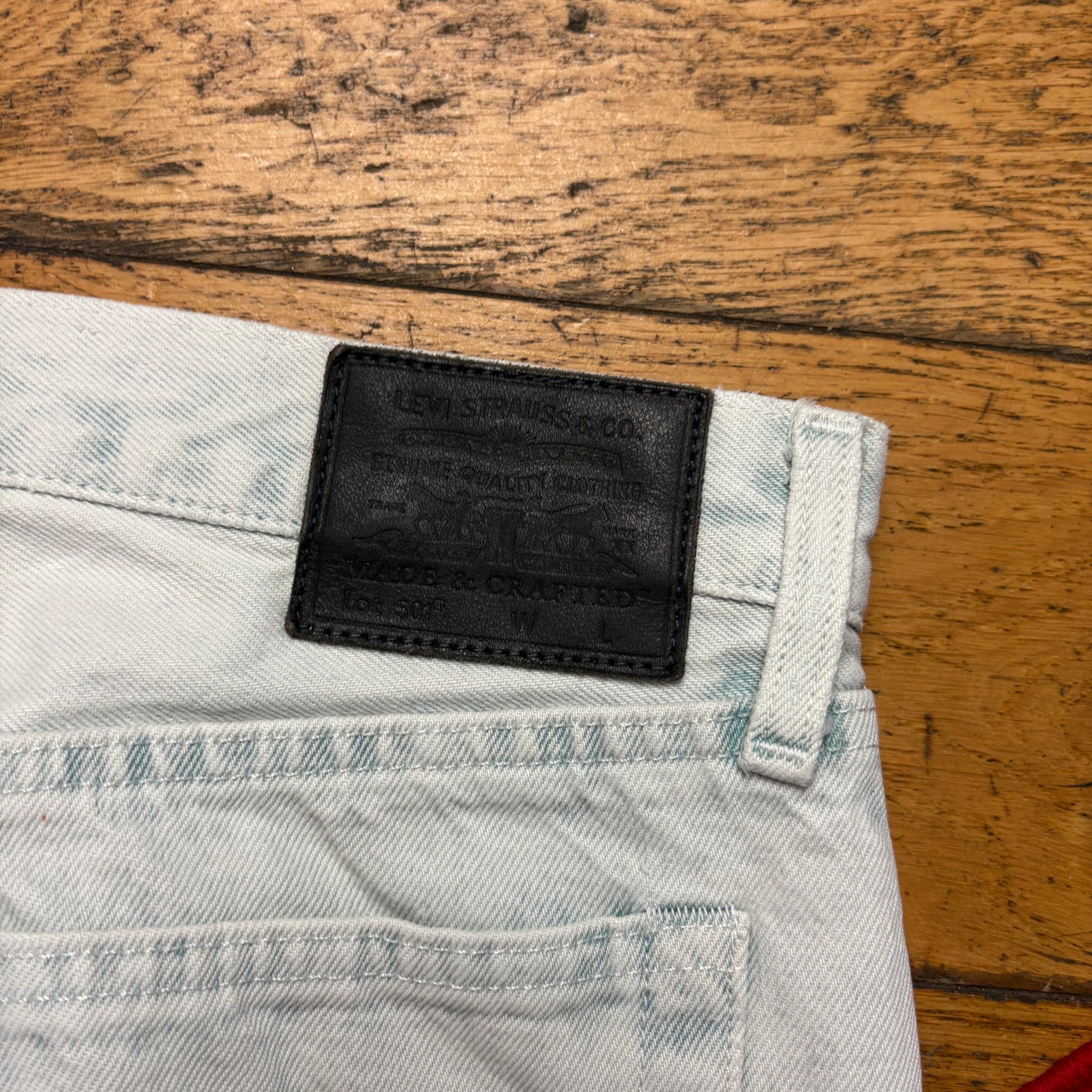 Vintage Levis 501 Straight White Light Blue Denim Jeans - 30S