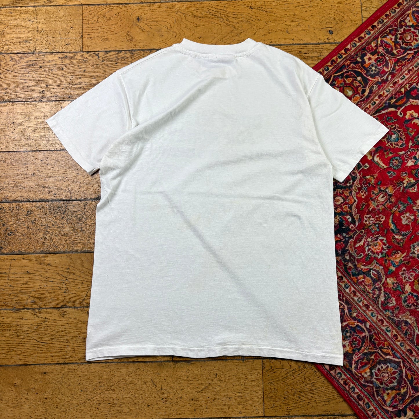 Vintage 90s White Funny Slogan Single Stitch Graphic T-Shirt - M