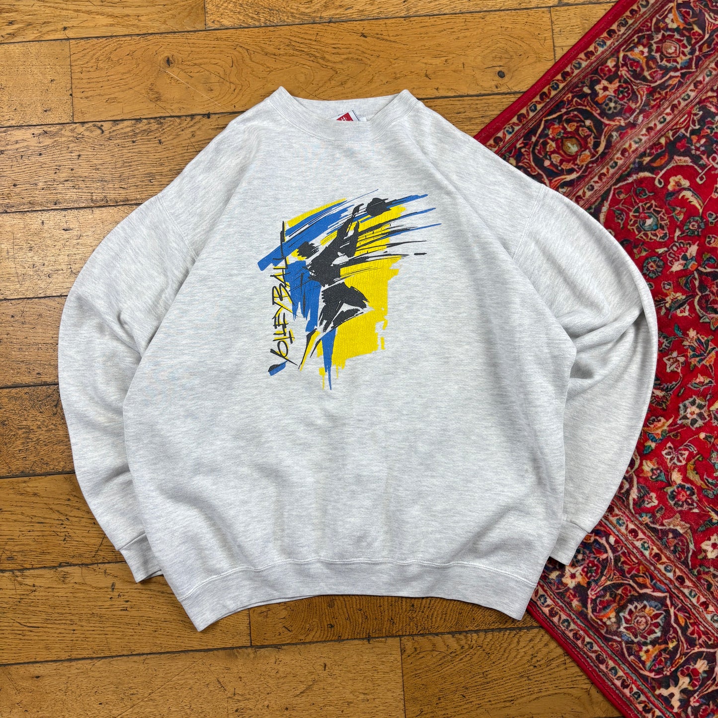 Vintage 90s Hanes Volleyball Graphic Grey Sweatshirt - XL