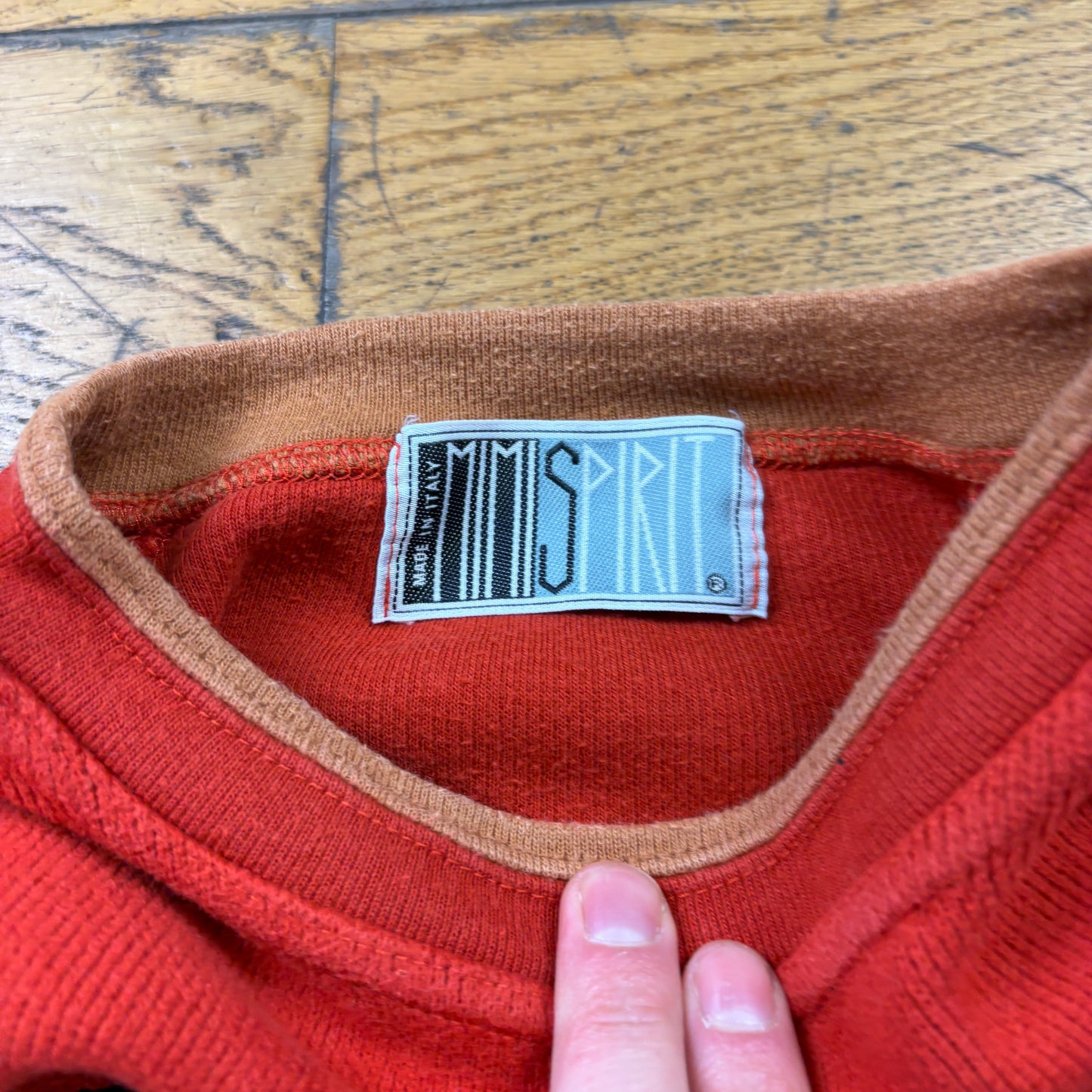 Vintage 90s Canada Hockey Orange Boxy Embroidered Sweatshirt - L