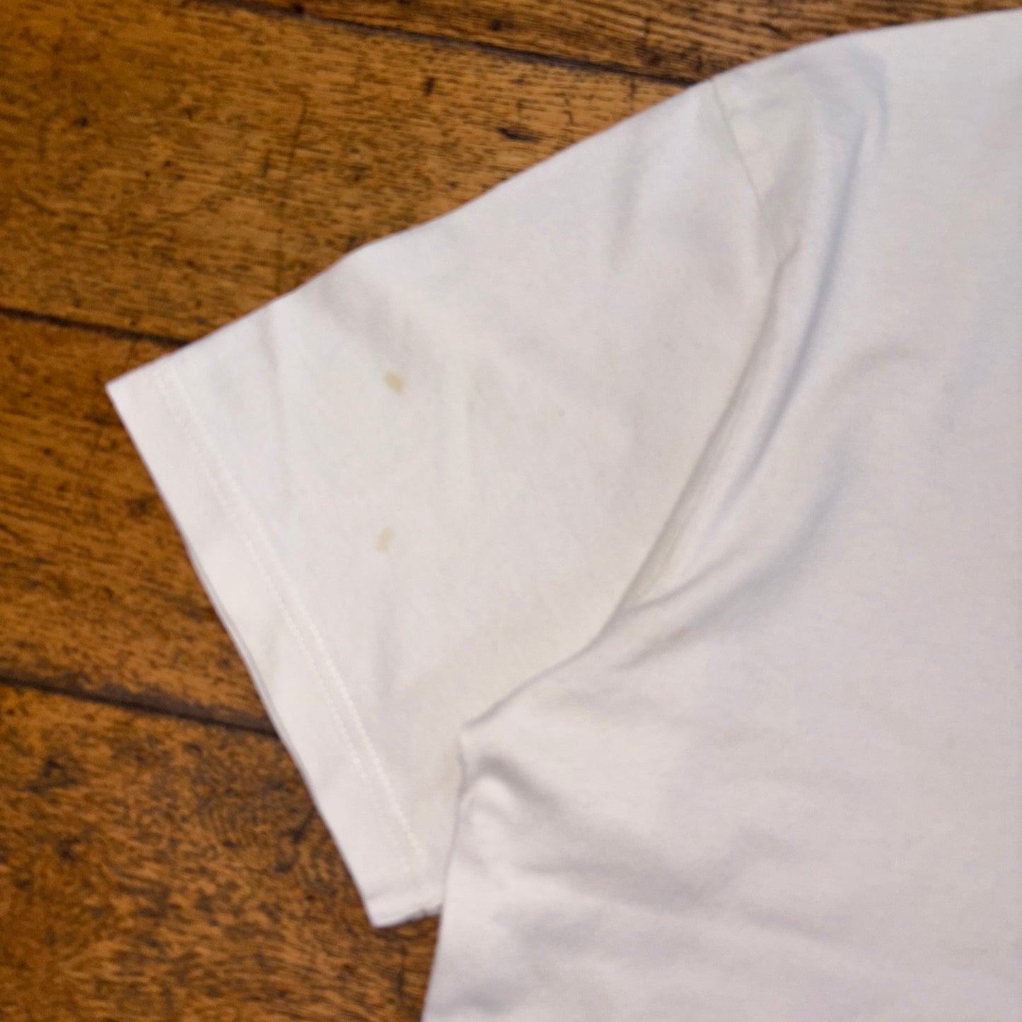 Vintage Champion White Embroidered Spellout Boxy Graphic T-Shirt - L