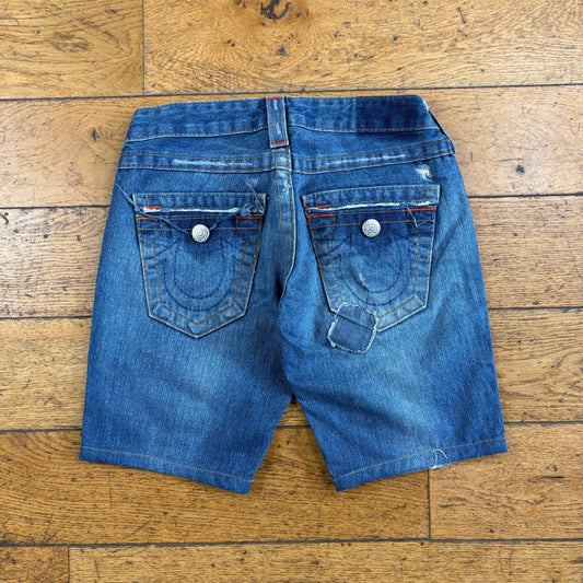 Vintage True Religion Blue Embroidered Y2K Shorts Jorts - Size 6