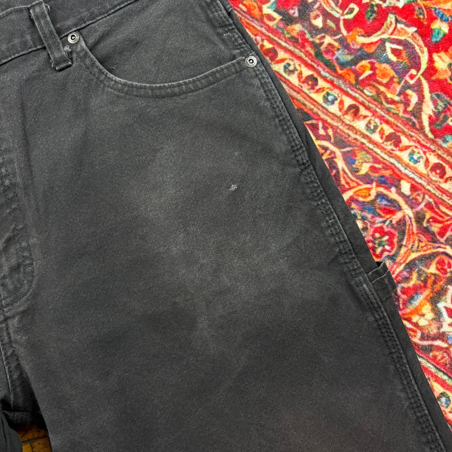 Vintage Dickies Workwear Carpenter Baggy Black Trousers - 34