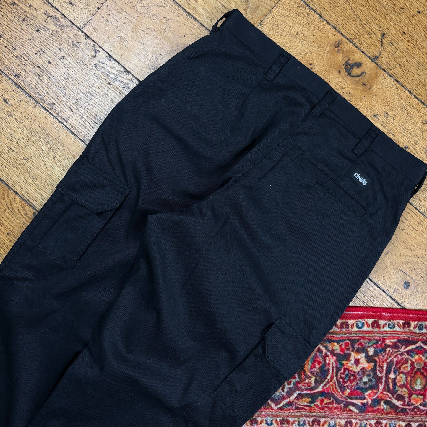 Vintage Black Cargo Skate Chino Trousers - Size 10