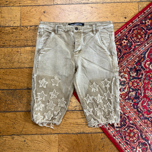 Vintage Embroidered Hip Hop Brown Shorts Jorts - 34
