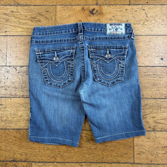 Vintage True Religion Blue Embroidered Y2K Shorts Jorts - 32