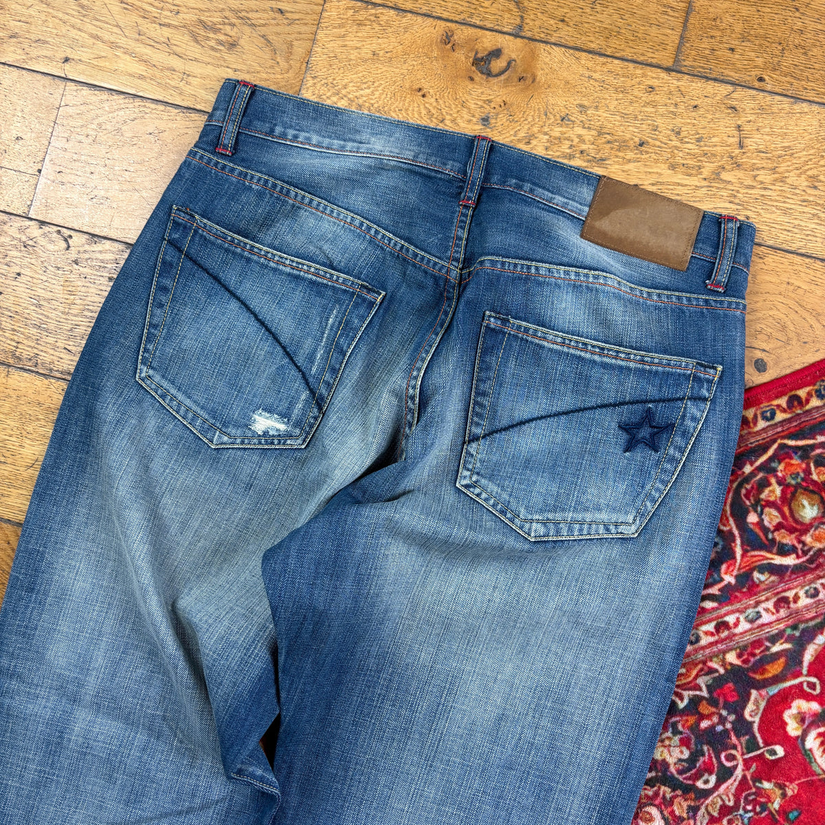 Vintage CStar Blue Embroidered Y2K Hip Hop Baggy Jeans - 36
