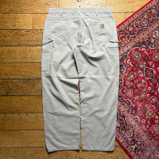 Vintage Carhartt Workwear Carpenter Cream Baggy Trousers - 38R