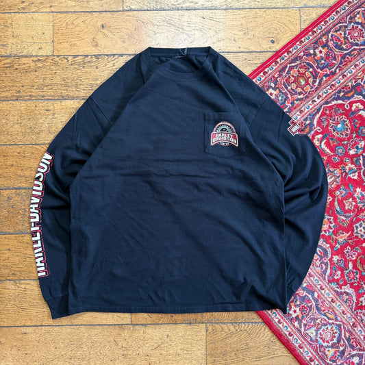 Vintage Harley Davidson Black Long Sleeve Graphic T-Shirt - L
