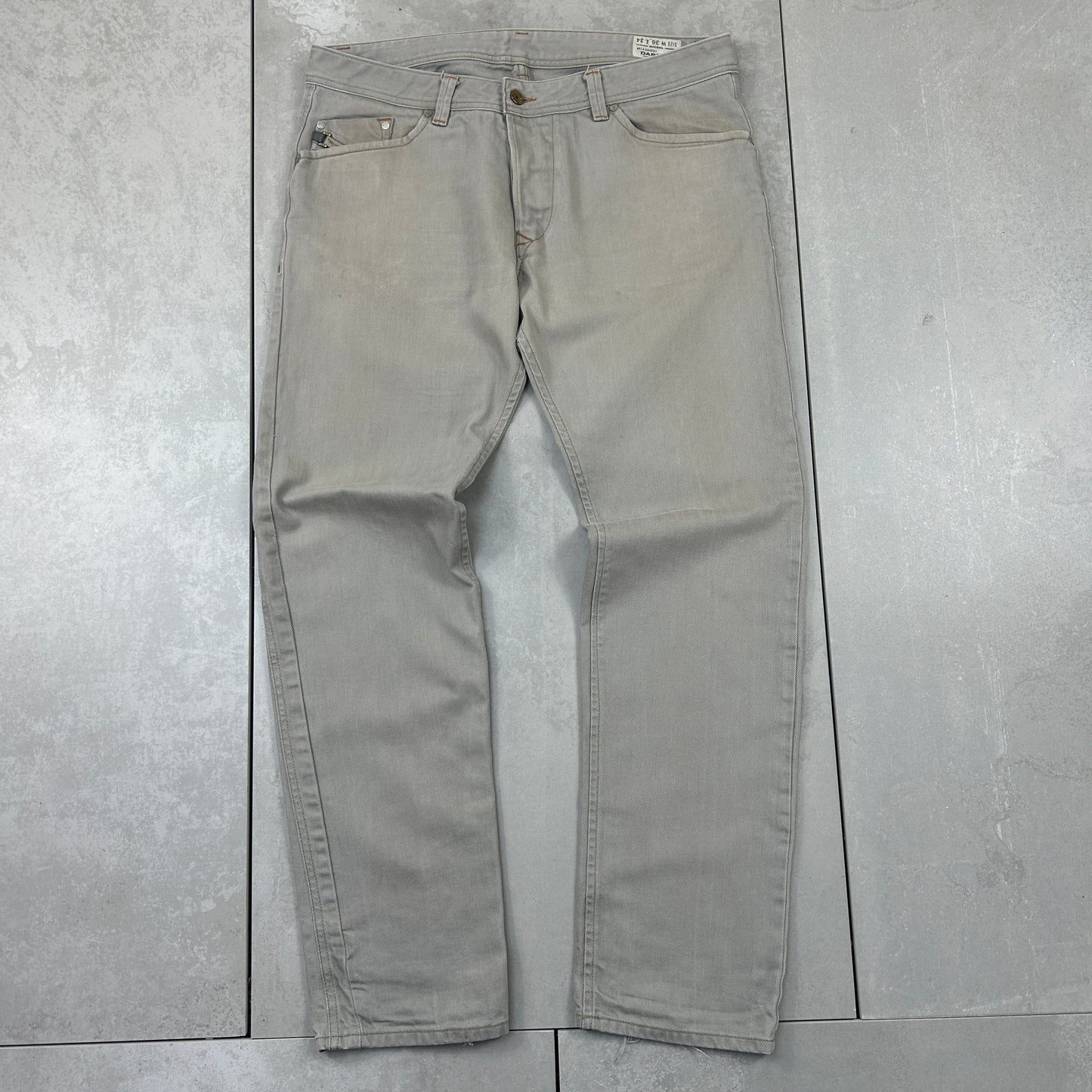 Vintage Diesel Straight Khaki Stone Denim Jeans - 36