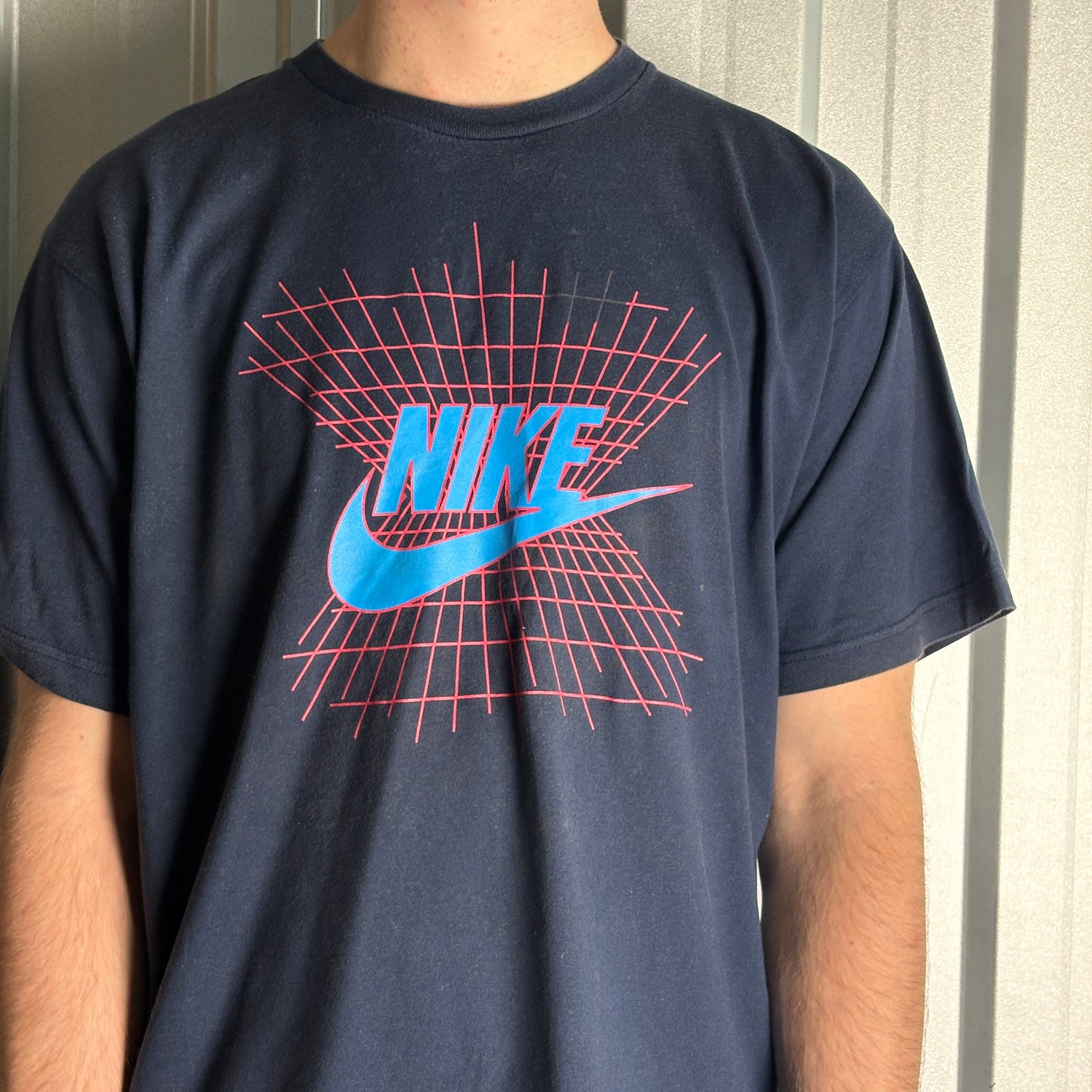 Vintage 90s Nike Navy Swoosh Graphic T-Shirt - L