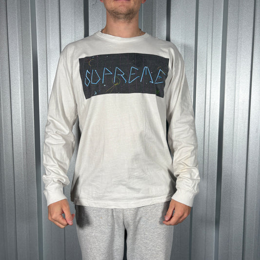 Supreme White Long Sleeve Graphic T Shirt - L