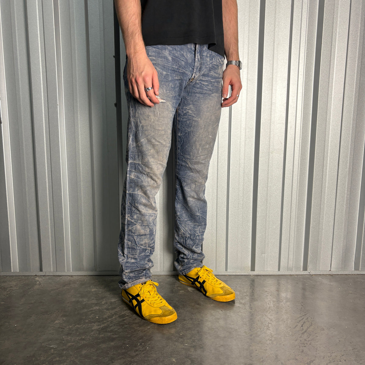 Embroidered Blue Japanese Denim Hip Hop Y2K Baggy Jeans - 34L