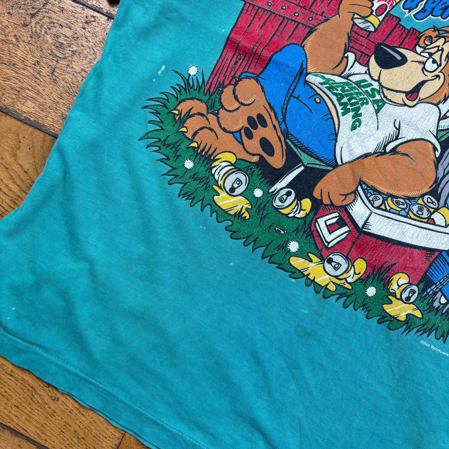 Vintage 90s Beer Gym Funny Blue Green Single Stitch Graphic T-Shirt - Xl