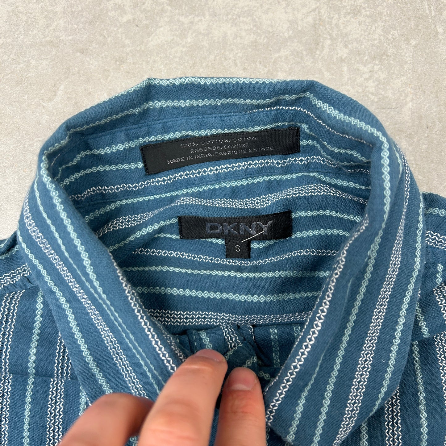 Vintage DKNY Blue Stripe Short Sleeve Shirt - S