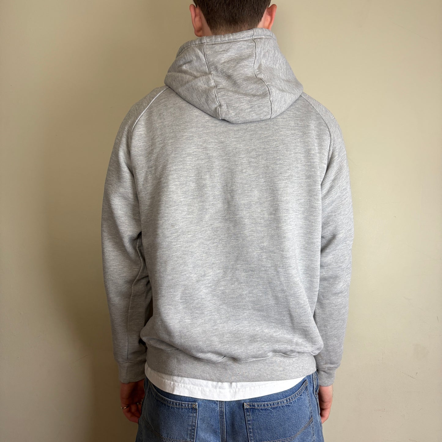 Vintage Adidas Grey Spellout Embroidered Hoodie Sweatshirt - L