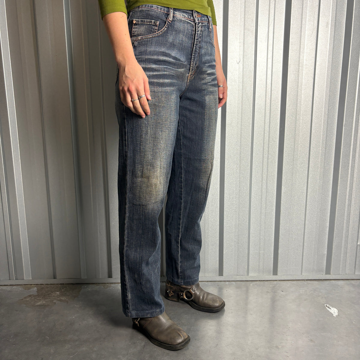 Embroidered Blue Japanese Denim Hip Hop Y2K Baggy Jeans - 30S