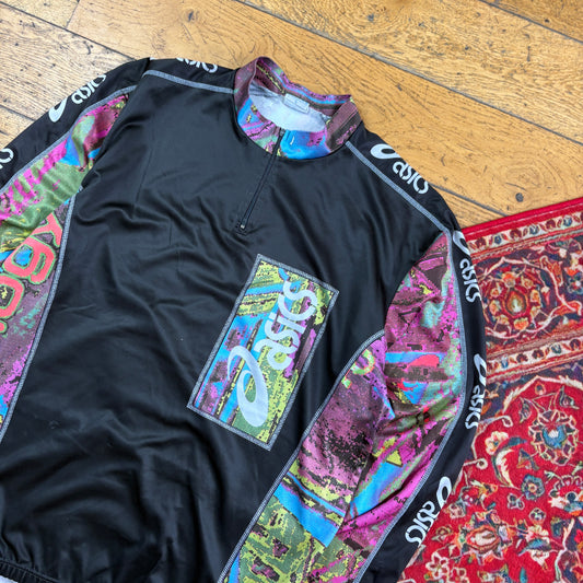 Vintage ASICs Black Sports Cycling Graphic T-Shirt - M