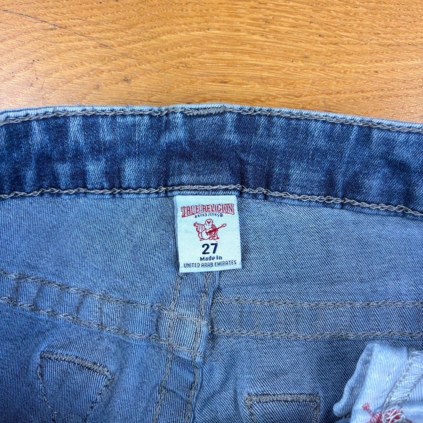 Vintage True Religion Blue Embroidered Y2K Shorts Jorts - 28