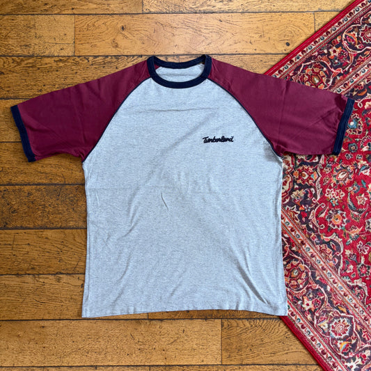 Vintage Timberland Embroidered Grey Raglan T-Shirt - M