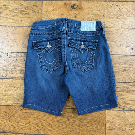 Vintage True Religion Blue Embroidered Y2K Shorts Jorts - 28