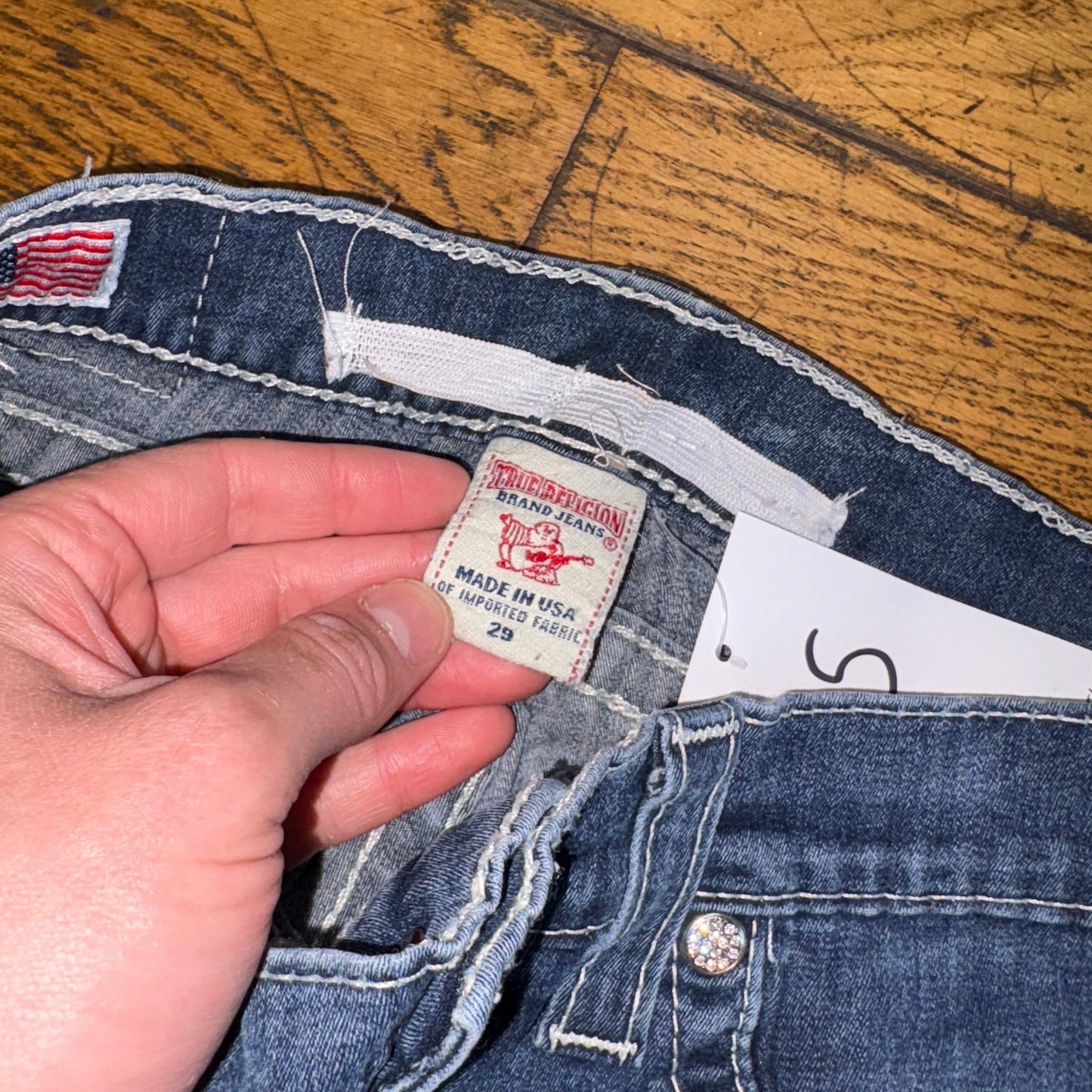 Vintage True Religion Blue Embroidered Y2K Shorts Jorts - 28