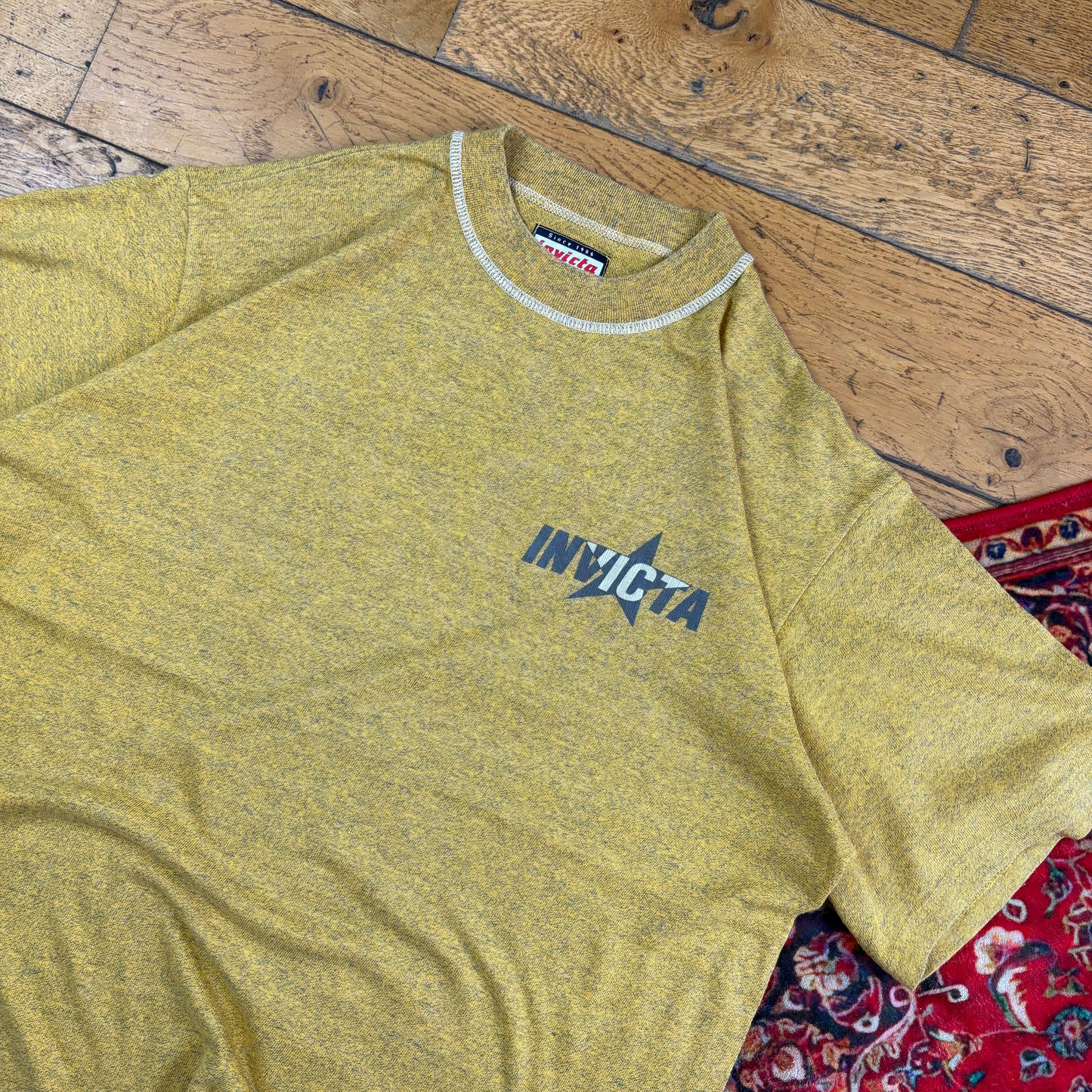 Vintage 90s Yellow Invicta Graphic T-Shirt - L